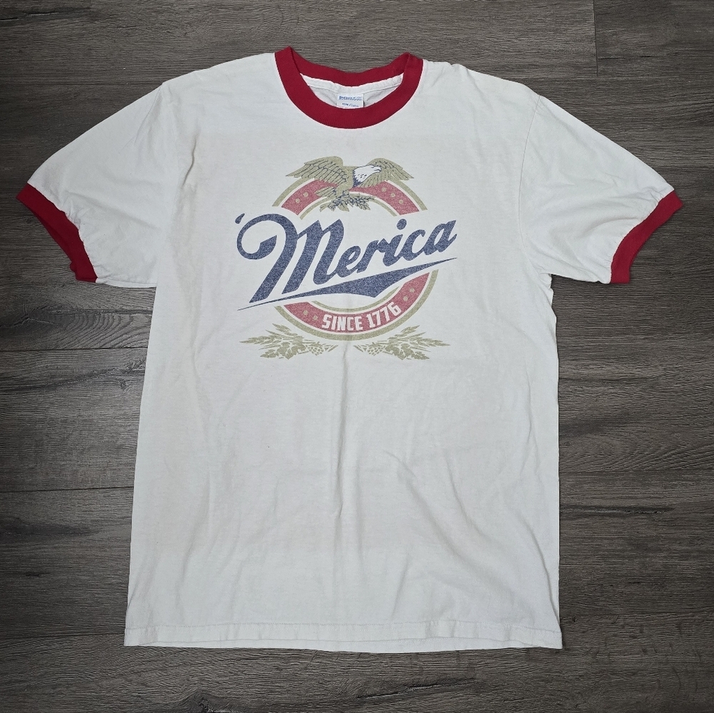 Port & Company Core Cotton Merica 🇱🇷 Short Sleeve Tee Unisex Size Medium
